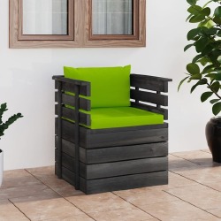 Sodo krėslas su pagalvėlėmis , pušies mediena, žalia