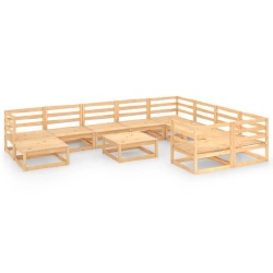 Sodo poilsio baldų komplektas, 11 dalių, pušies - medienos masyvas - Lauko baldų komplektai