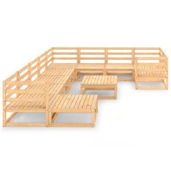 Sodo poilsio baldų komplektas, 11 dalių, pušies - medienos masyvas - Lauko baldų komplektai