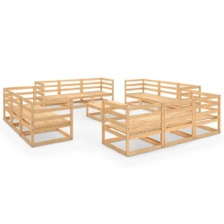 Sodo poilsio baldų komplektas, 13 dalių, pušies medienos masyvas