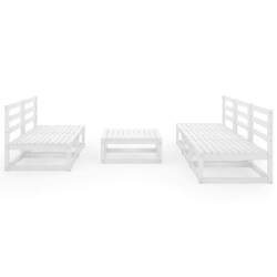 Sodo poilsio baldų komplektas, 6 dalių, baltas, pušies masyvas - Lauko baldų komplektai