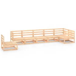 Sodo poilsio baldų komplektas, 7 dalių, pušies medienos masyvas; - Lauko baldų komplektai