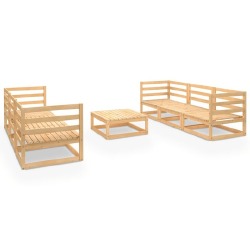 Sodo poilsio baldų komplektas, 7 dalių, pušies medienos masyvas - Lauko baldų komplektai