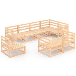 Sodo poilsio baldų komplektas, 8 dalių pušies medienos masyvas - Lauko baldų komplektai