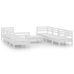 Sodo - poilsio baldų komplektas 9 dalių baltas, pušies masyvas - Lauko baldų komplektai
