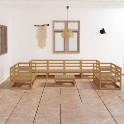 Sodo poilsio baldų komplektas, 9 dalių, medaus rudas, pušis