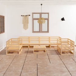 Sodo poilsio baldų komplektas, 9 dalių, pušies- medienos masyvas