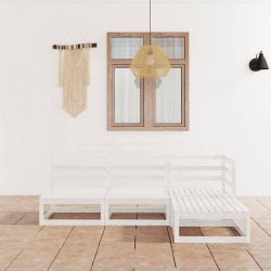 Sodo poilsio baldų komplektas, pušies masyvas, baltos spalvos