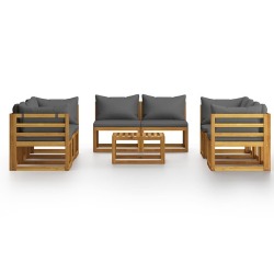 Sodo poilsio baldų komplektas su pagalvėlėmis, 9 dalių, akacija - Lauko baldų komplektai