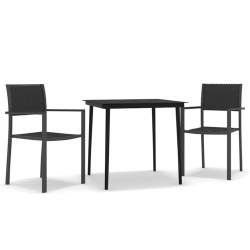 Sodo valgomojo baldų komplektas, 3 dal., juodos spalvos - Lauko baldų komplektai