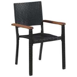 Sodo valgomojo baldų komplektas 7 dalių, juodos spalvos kėdės - Lauko baldų komplektai