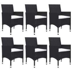 Sodo valgomojo baldų komplektas, juodos spalvos kėdės, 7 dalių - Lauko baldų komplektai