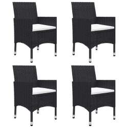 Sodo valgomojo komplektas, 5 dalių, juodos kėdės - Lauko baldų komplektai