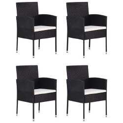 Sodo valgomojo komplektas, 5 dalių, kėdės juodos - Lauko baldų komplektai