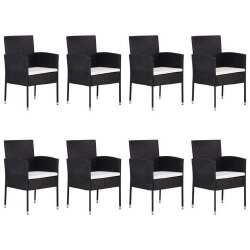 Sodo valgomojo komplektas, juodos kėdės - Lauko baldų komplektai