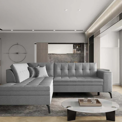 Stilinga kampinė sofa su T30 putplasčio sėdyne