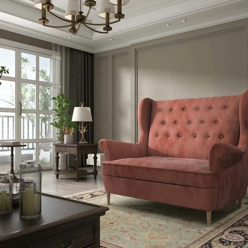 Dygsniuota apdaila ir aukšti porankiai – EL1521 sofos akcentai