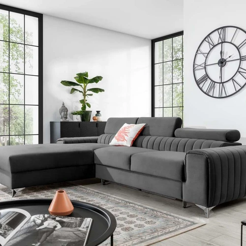 Moderni EL2823 kampinė sofa su patalynės skyriumi ir reguliuojamomis atramomis