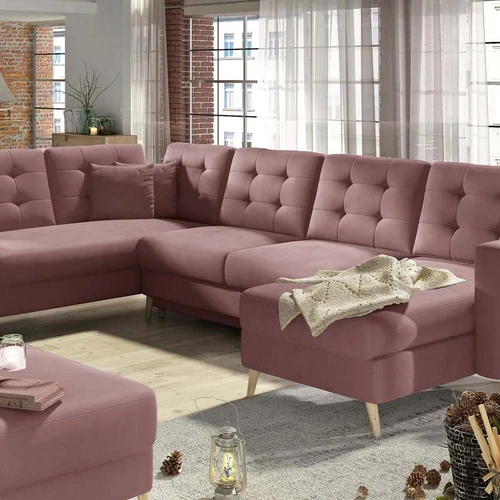 Elegantiškas U formos baldas su minkšta sėdyne ir automatizuotu mechanizmu