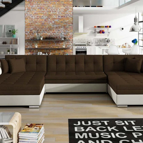 Stilinga ir erdvi kampinė sofa EL3330 su dekoratyvinėmis pagalvėmis