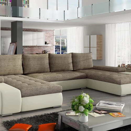 Komfortiška kampinė sofa EL3422 su ištraukiama sėdyne ir atverčiamu atlošu