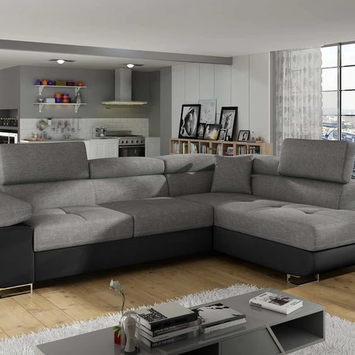 Moderni ir erdvi kampinė sofa-lova EL3550 su miegamąja zona