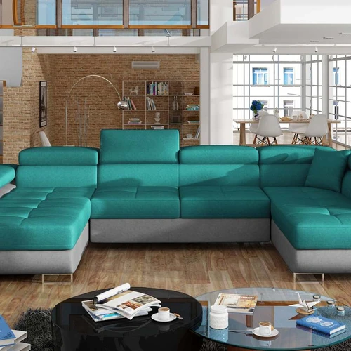 Šiuolaikinė EL4772 sofa su aukštomis chromuotomis kojomis ir kontūriniu atlošu