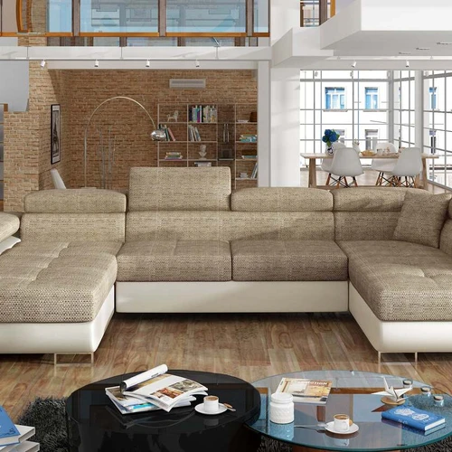 Moderni sofa su delfinų mechanizmu ir patalynės konteineriu