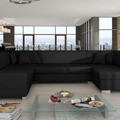 Erdvi ir prabangi U formos kampinė sofa su miegojimo funkcija