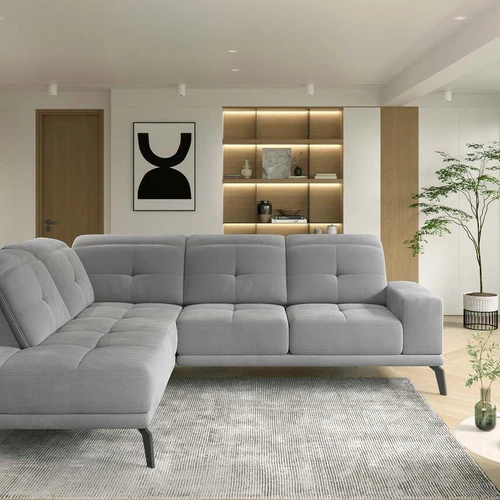 EL7790 kampinė sofa įvairių spalvų – pilka, smėlio, žalia, mėlyna