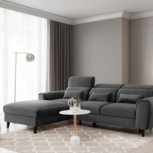 Minkšta kampinė sofa su ergonominėmis atramomis
