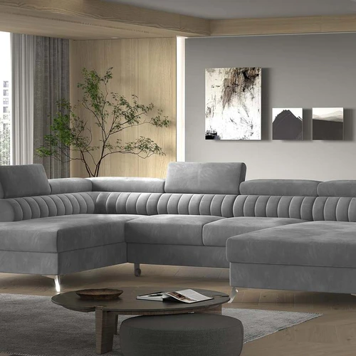 Kampinė sofa EL8964 su T30 putplasčiu ir reguliuojamomis kojomis