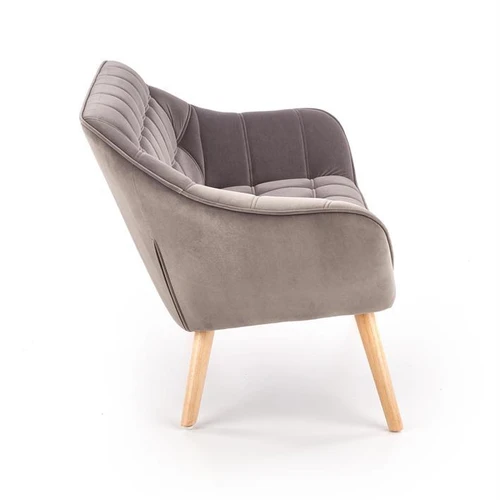 Ergonominė sofa 128x75x75x47 cm, pilka ir natūrali mediena