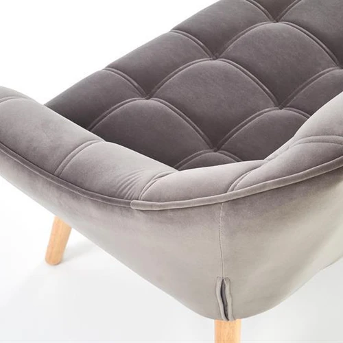 Ergonominė pilka sofos lova su natūraliomis medžio kojomis