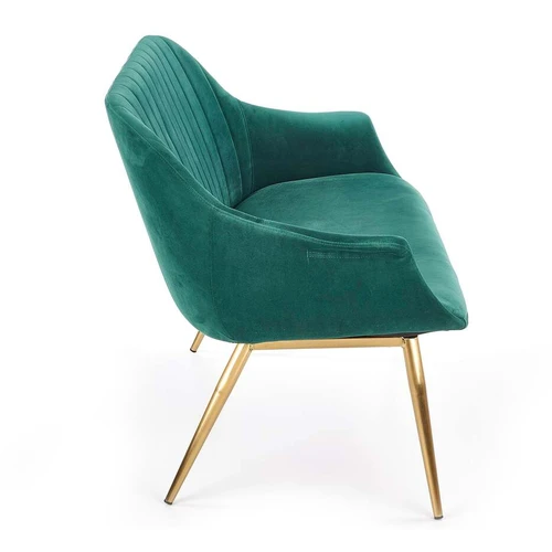 Stilinga sofos lova tamsiai žaliai ir auksinėmis detalėmis