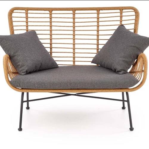 Stylingas rotanginis kėdžių komplektas natūraliomis ir pilkomis spalvomis