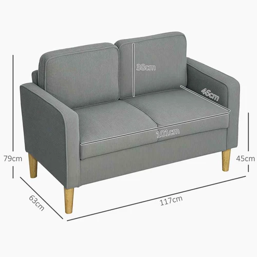 Sofa Homcom 117x63x79cm., pilkos/šviesiai rudos spalvos - Sofos