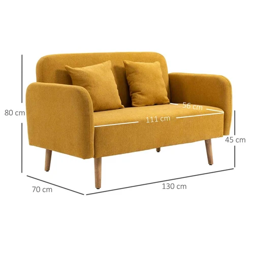 Minkšta aksomo dvivietė sofa su gumine kojomis