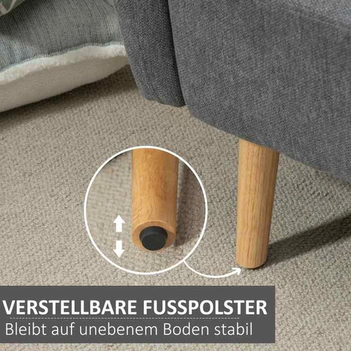 Kompaktiška dvivietė sofa su reguliuojamomis kojelėmis