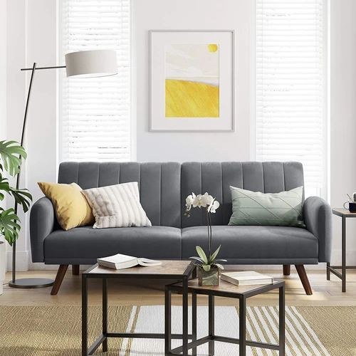 Praktiška sofa-lova su įklotomis ir lengvu surinkimu