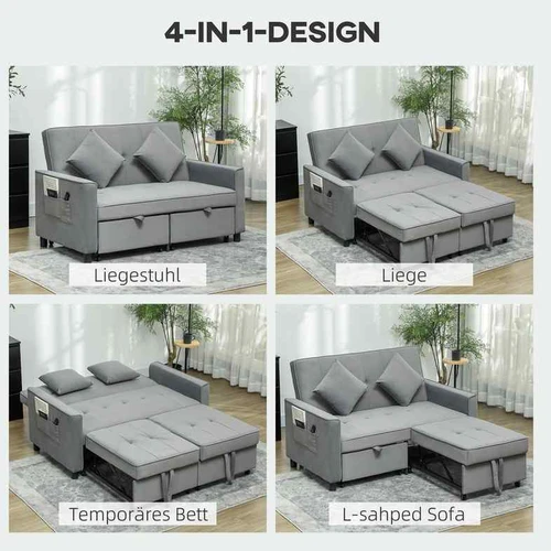 Sofa su 3 padėčių atlošu ir ratukais
