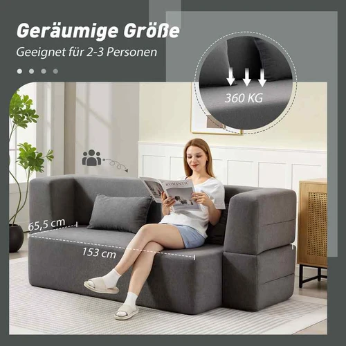 Sofa-lova, dvivietė, pilka, 203 × 75 × 95 cm - Sofos-lovos