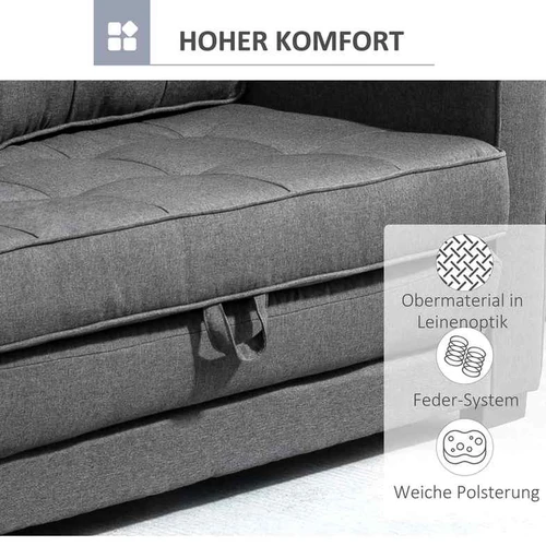 HOMCOM miegamoji sofa – kompaktiška sofa-lova mažam butuiDvivietė sofa-lova su minkštu paminkštinimu svečiamsIštraukiama sofa-lova 1-2 vietų miegui 
