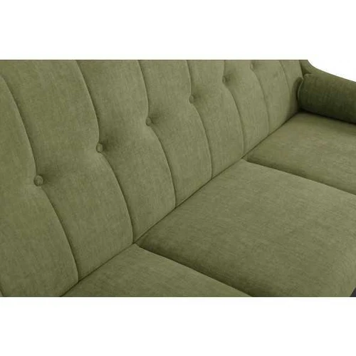 Moderni sofa su medinėmis kojomis ir funkcionalia nugarėle