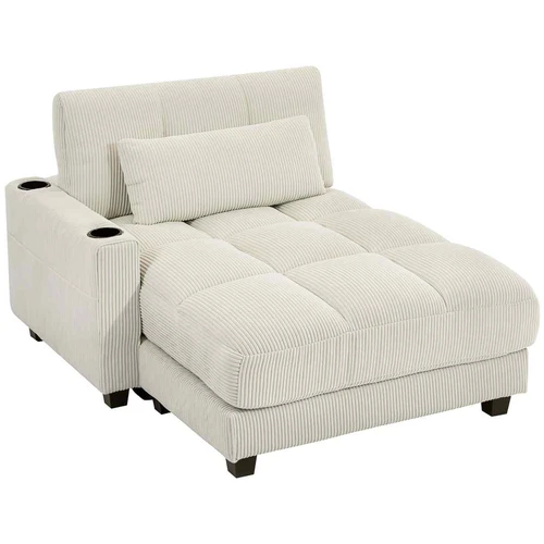Sofa-lova, su puodelių laikikliais, Balta, 114 × 147 × 86 cm