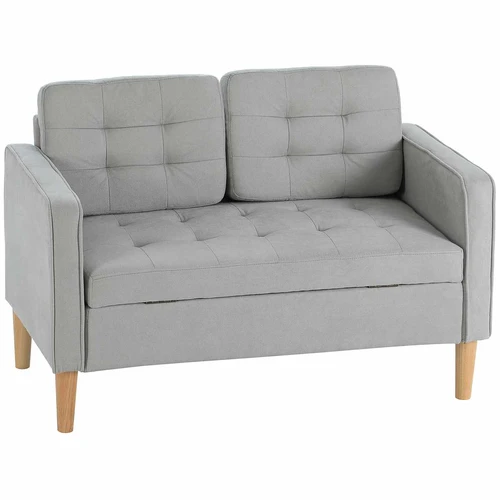Sofa su daiktadėže Homcom 117x62x78cm., pilkos/šviesiai rudos spalvos