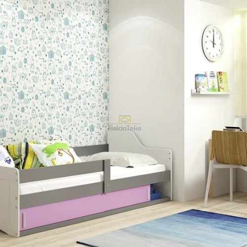 Natūrali pušis ir MDF grafit/rožinės spalvos