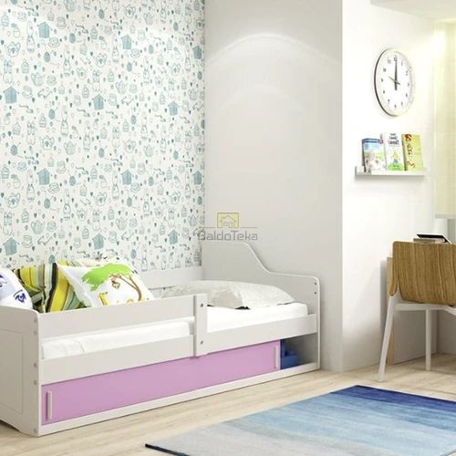 Natūrali pušis ir MDF balta/rožinė spalva