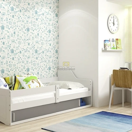 Natūralus pušies medis ir MDF, balta/grafit spalva