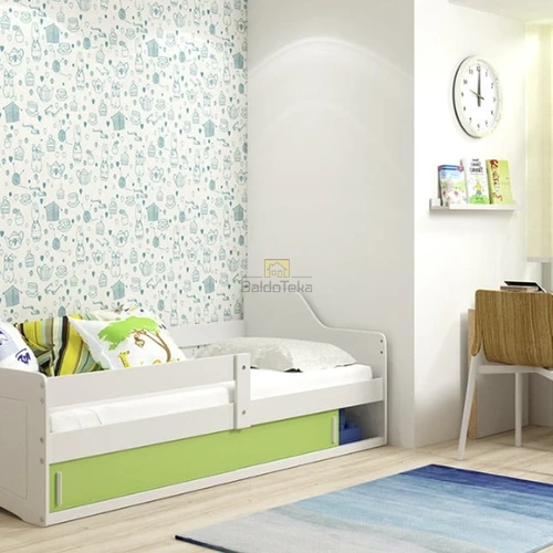 Natūrali pušis ir MDF balta/žalia spalva